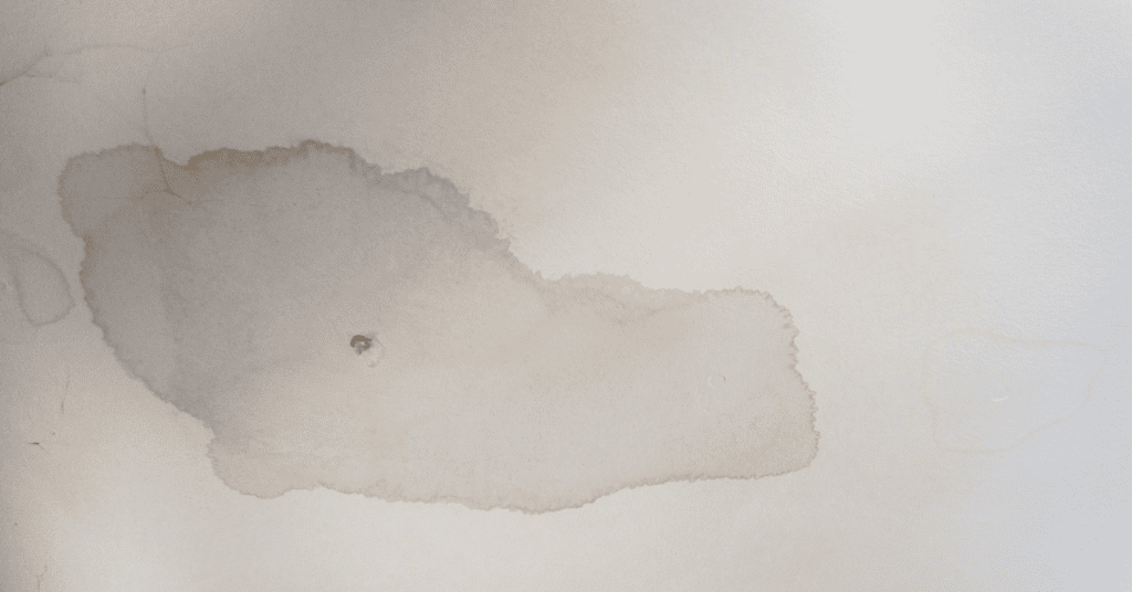 leaky roof water stain, water spot on ceiling